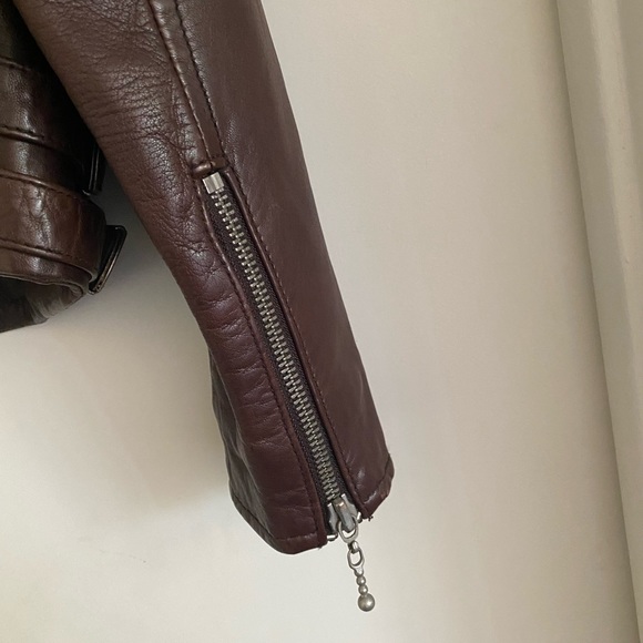 AllSaints Armstead Biker Leather Jacket in Oxblood - Picture 13 of 16